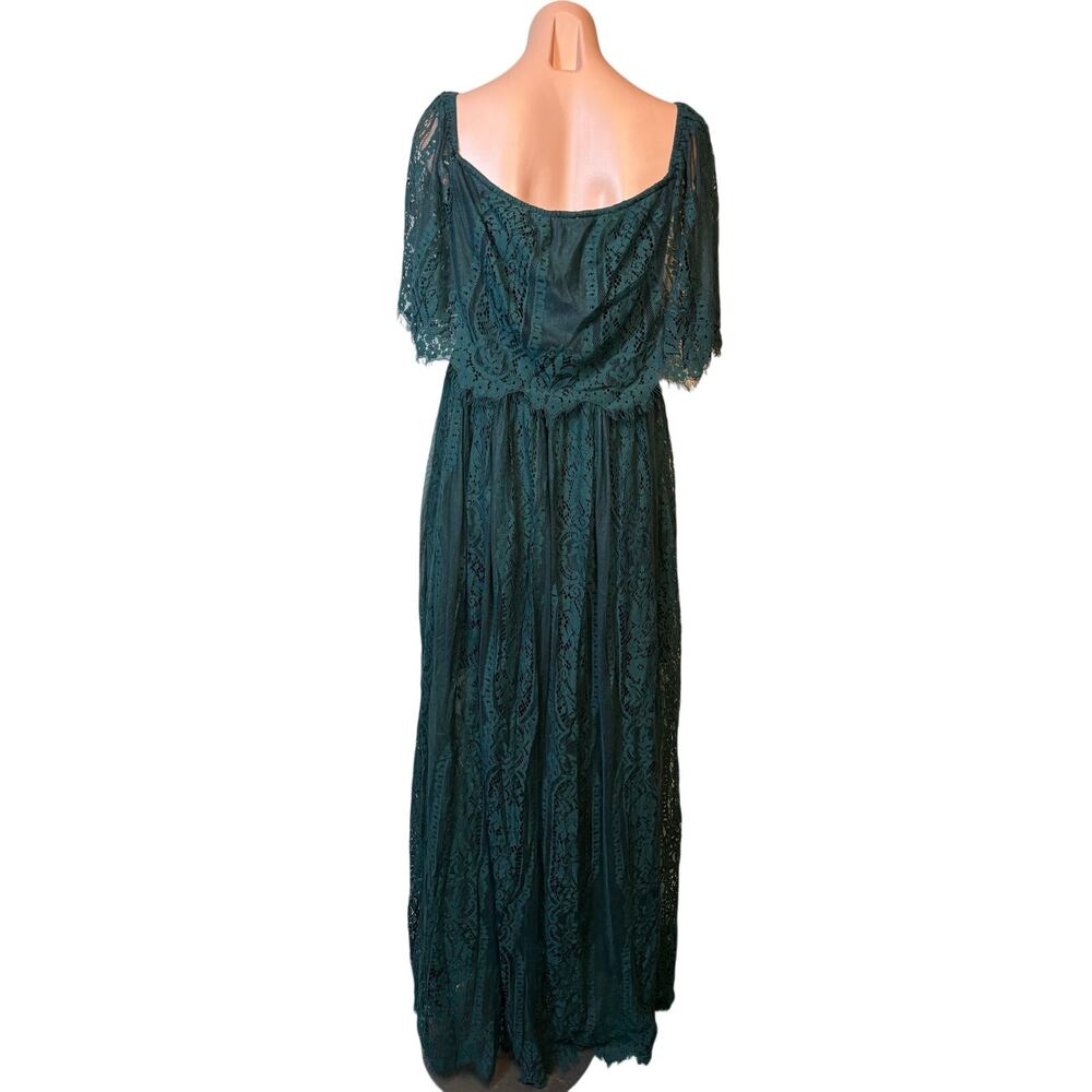 Baltic Born Caroline Lace Maxi Dress XL Emerald Off the Shoulder Cottagecore - Picture 10 of 12
